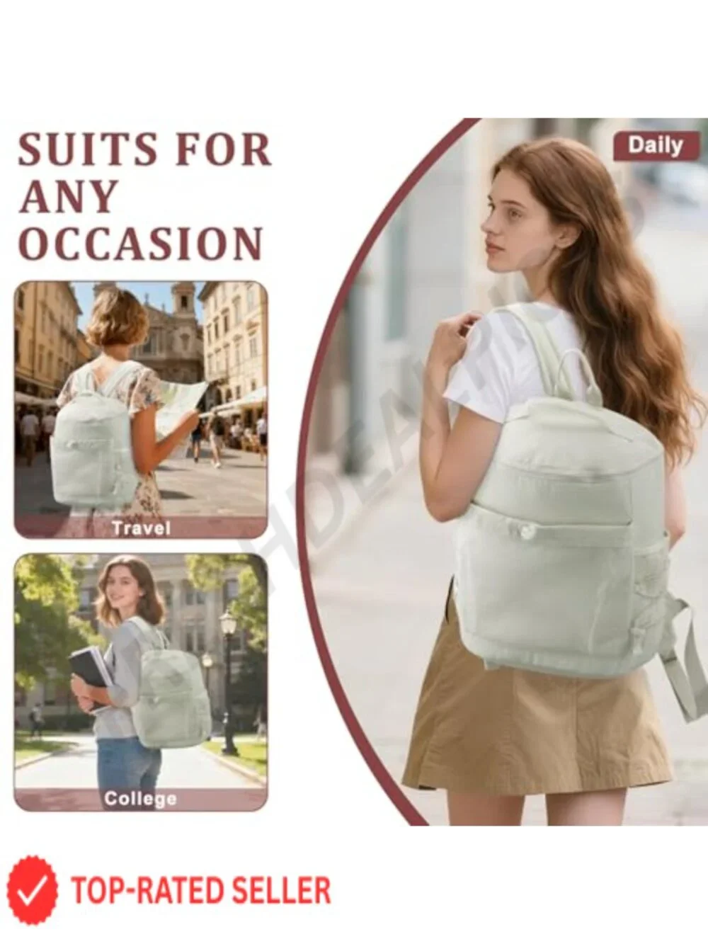 Waterproof Nylon Women's Fashion Backpack with Adjustable Straps